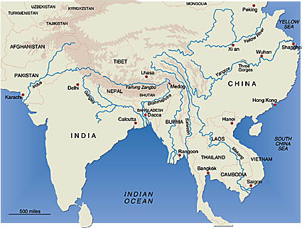map of china and india
