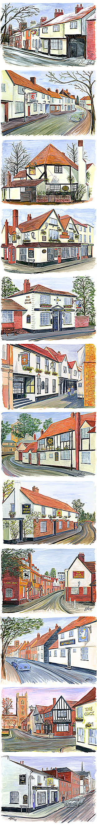 paintings of the pubs of st albans for calendar