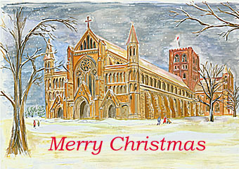 christmas card of st albans abbey
