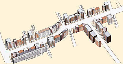 3D drawings of shops and office buildings