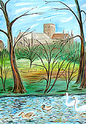 oil painting of st albans abbey