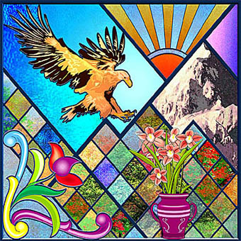 illustration stained glass window design